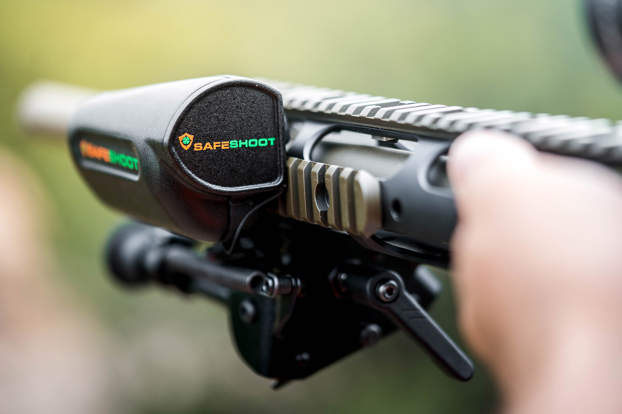 SafeShoot Device attached to a rifle